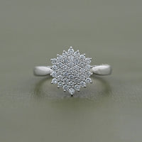 Round Lab Diamond Cluster Flower Ring