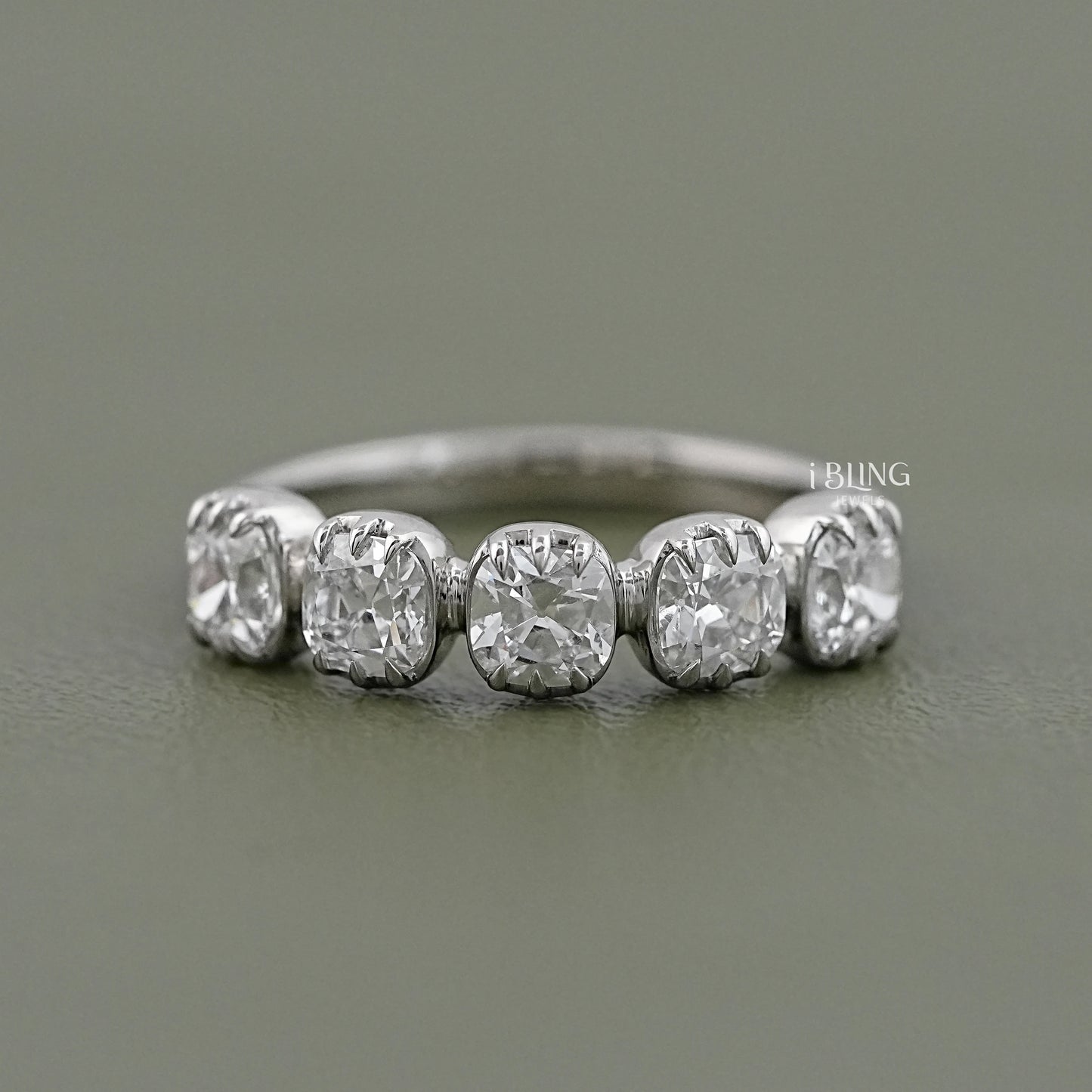 Old Mine Cushion Cut Five Stone Ring 5 Stone Ring