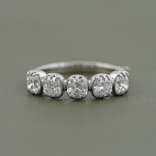 Old Mine Cushion Cut Five Stone Ring