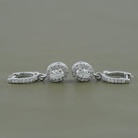 Oval Lab Grown Diamond Halo Drop Earrings