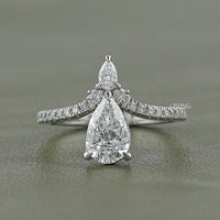 Pear Cut Lab Diamond Chevron Ring