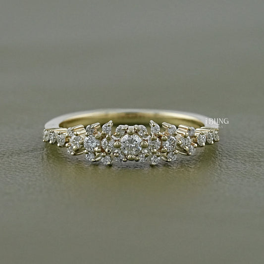 Round Lab Diamond Cluster Wedding Band