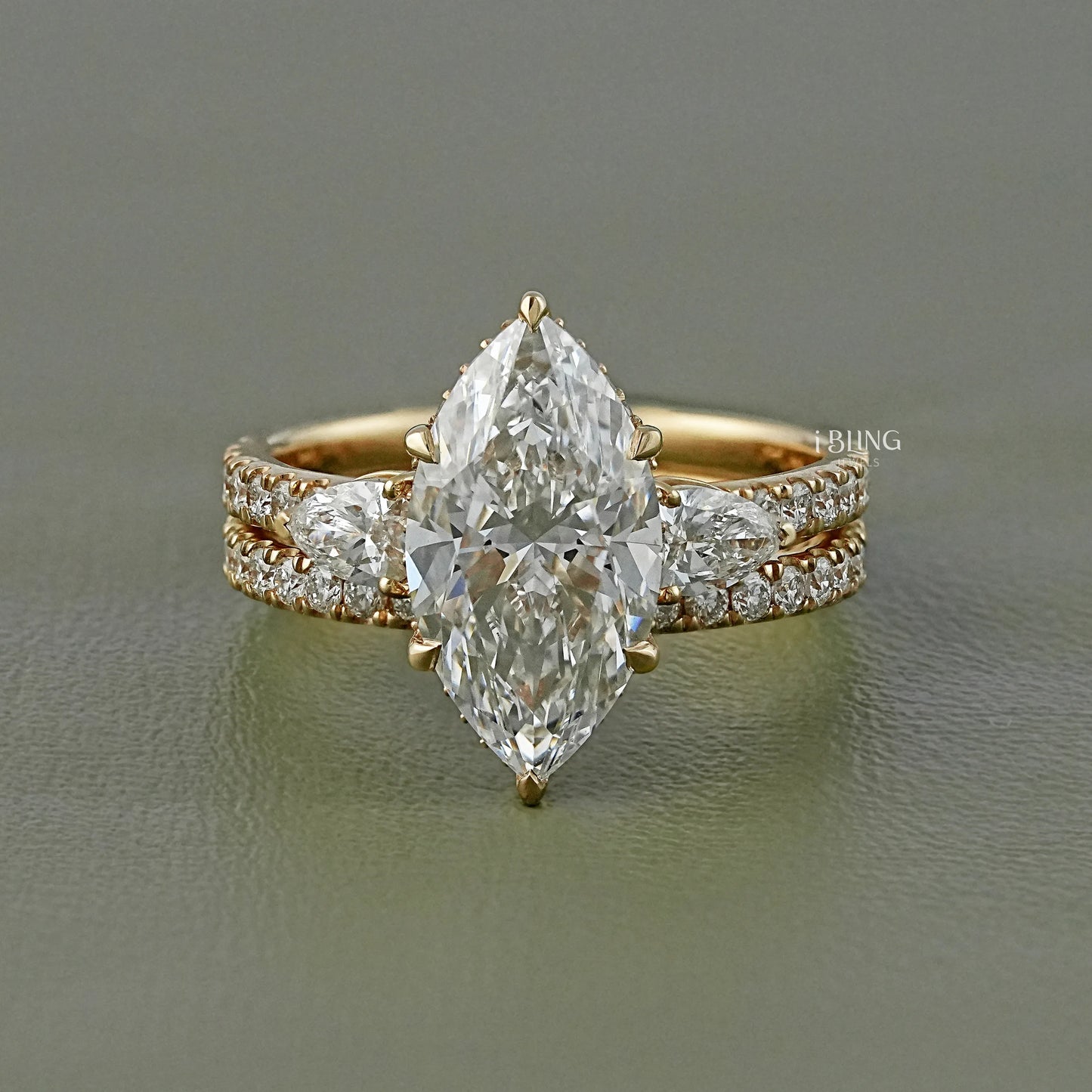 Marquise Lab Diamond Bridal Set Ring Bridal Ring Set