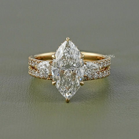 Marquise Lab Diamond Bridal Set Ring