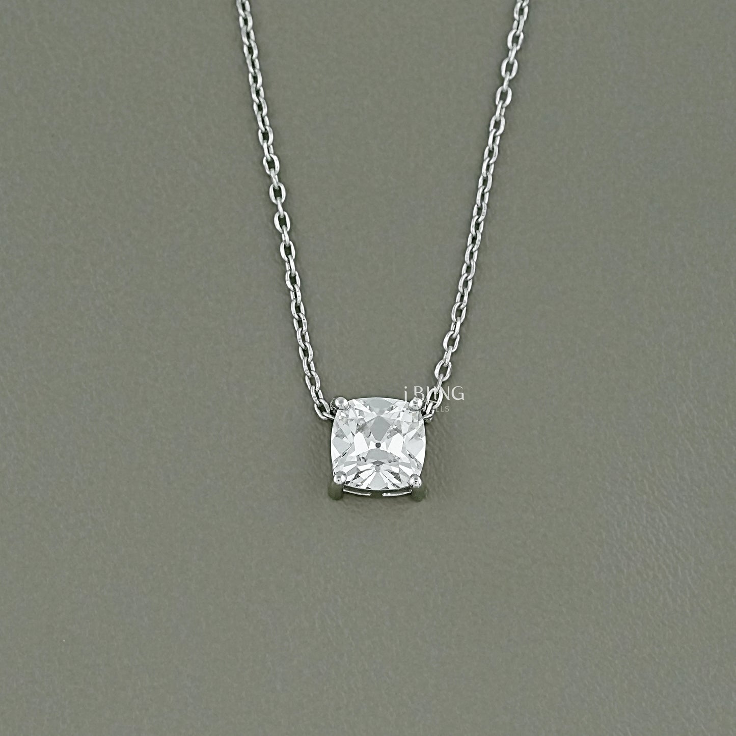 Square Old Mine Cushion Solitaire Pendant Necklace Pendants