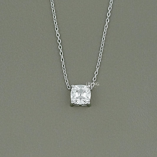 Square Old Mine Cushion Solitaire Pendant Necklace Pendants