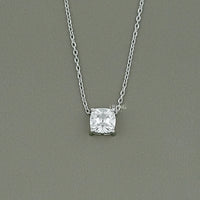 Square Old Mine Cushion Solitaire Pendant Necklace