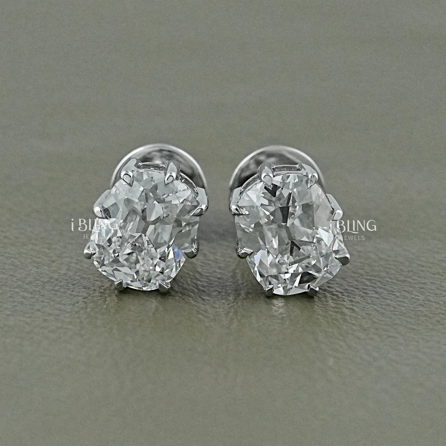 Old Mine Cushion Lab Diamond Stud Earrings Stud