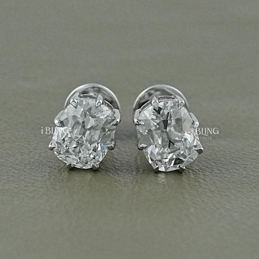 Old Mine Cushion Lab Diamond Stud Earrings Stud