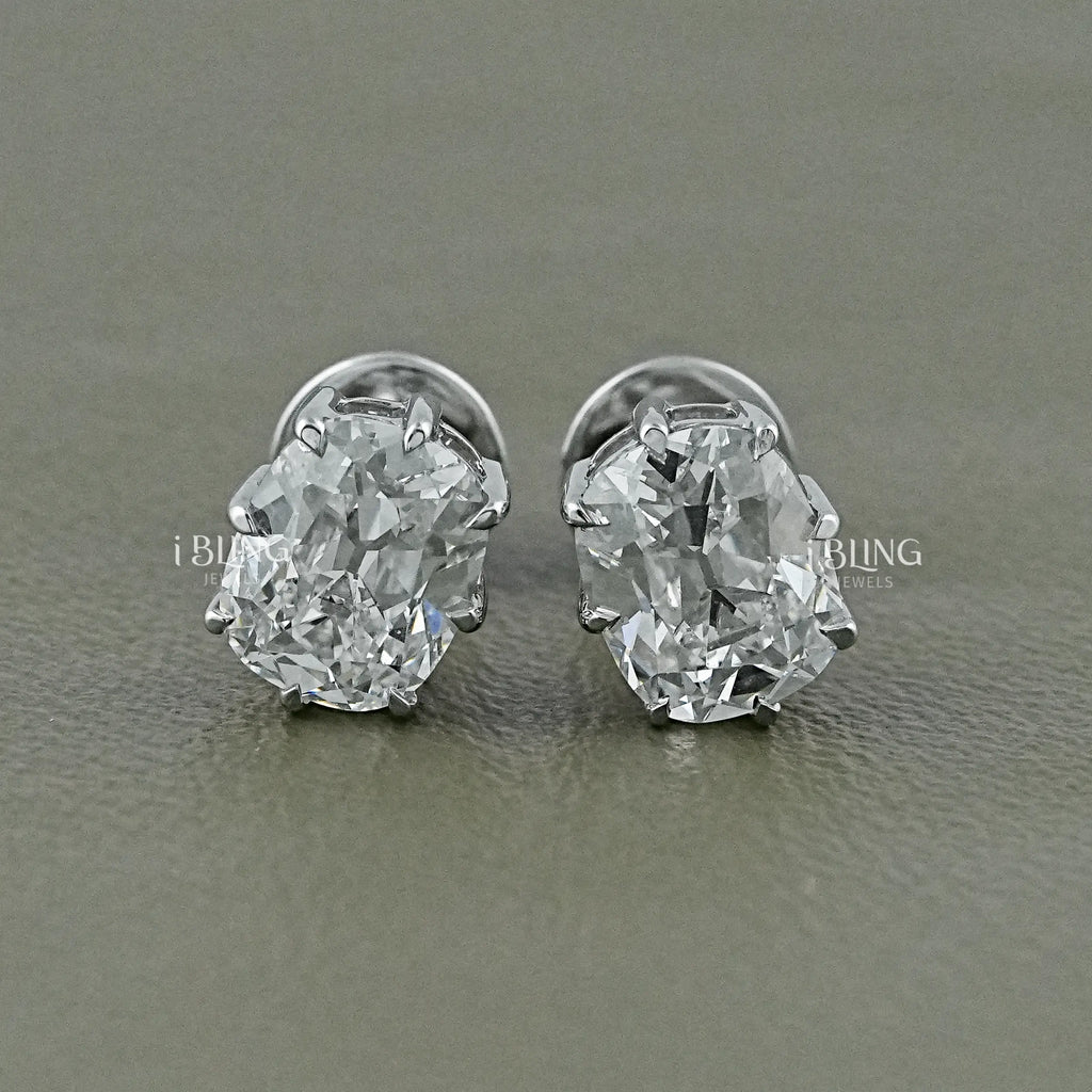 Old Mine Cushion Lab Diamond Stud Earrings
