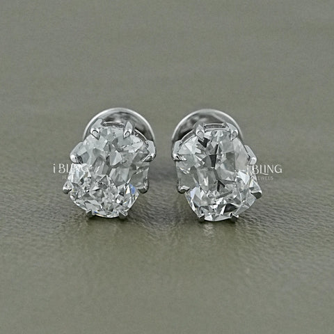 Old Mine Cushion Lab Diamond Stud Earrings