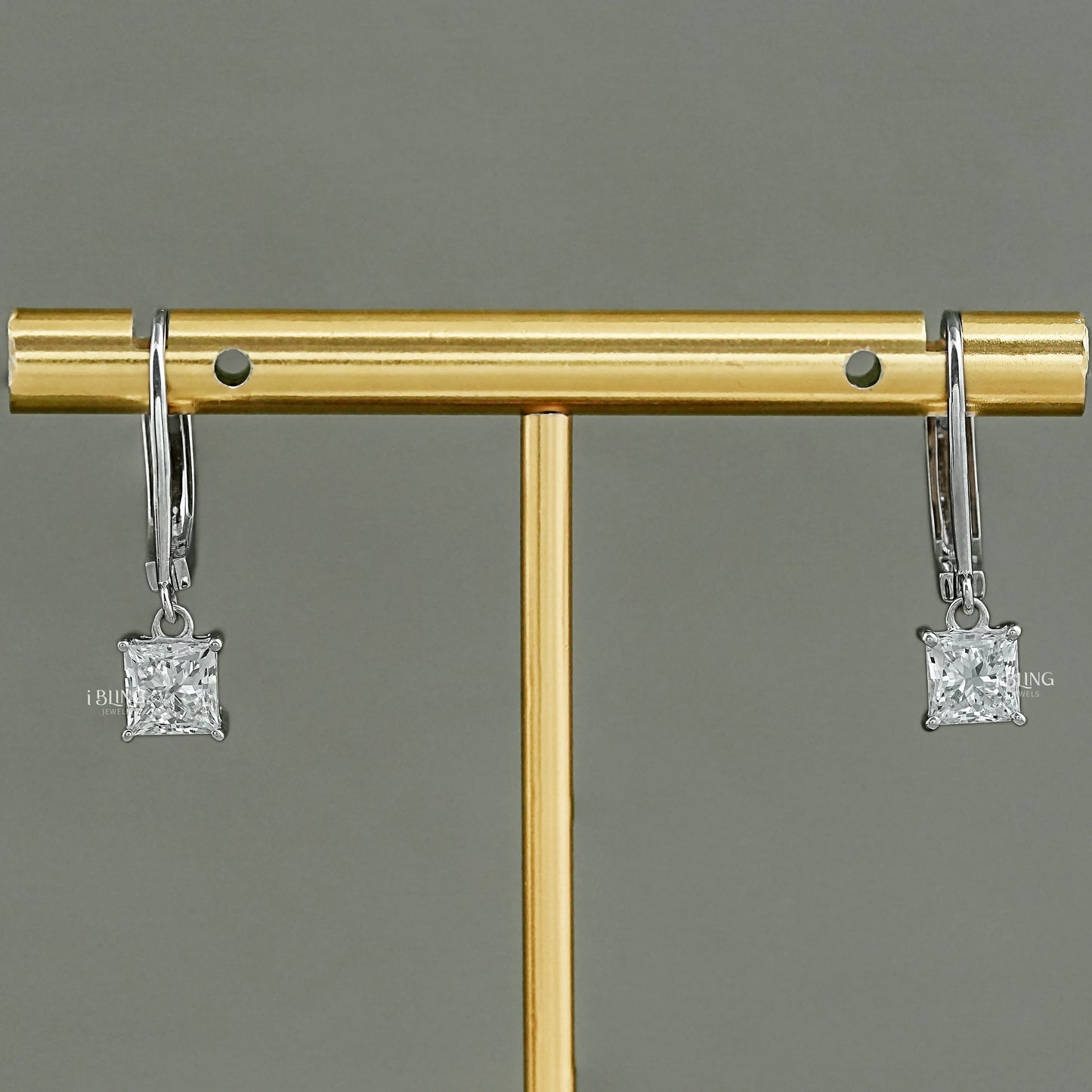 Princess Cut Lab Diamond Drop Earrings Dangle & Drops