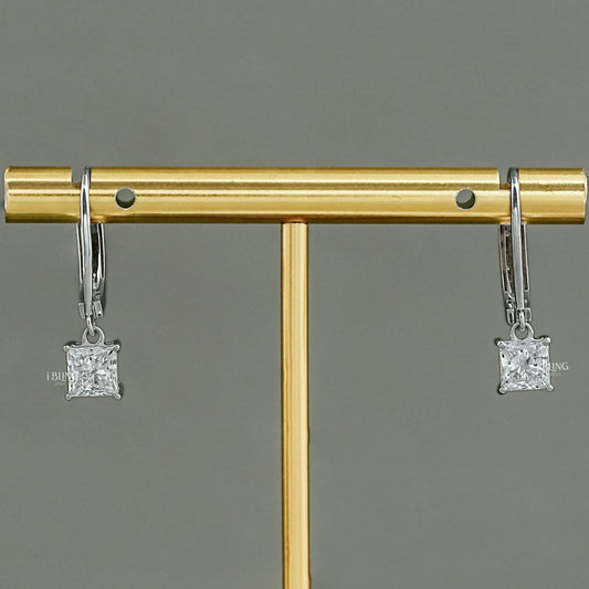 iBling Jewels' princess cut lab diamond drop earrings now online in USA