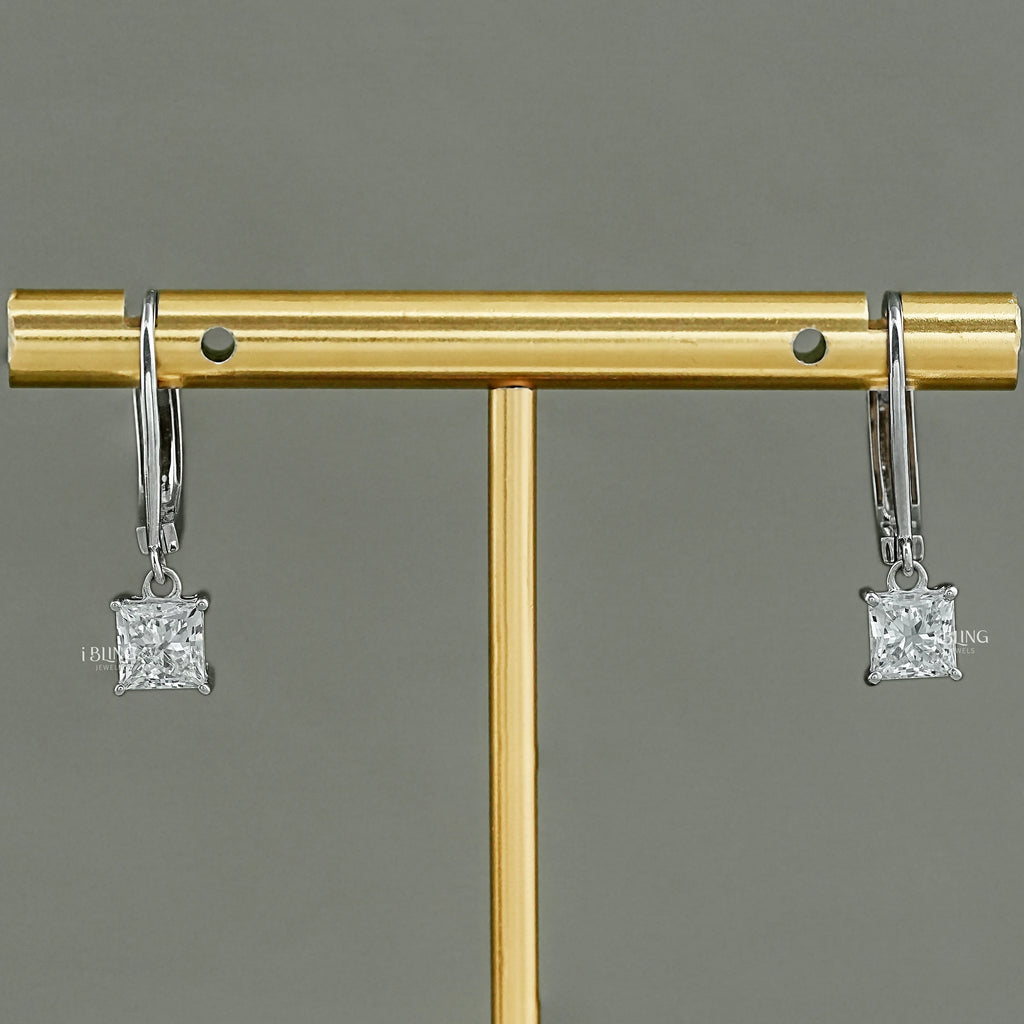 Princess Cut Lab Diamond Drop Earrings