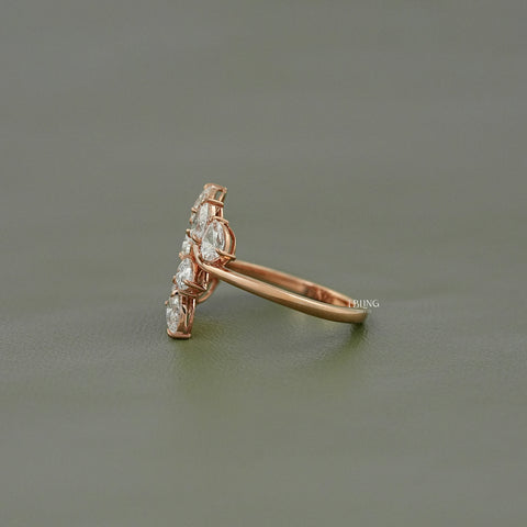 Pear Shaped Lab Diamond Cluster Set Bypass Ring