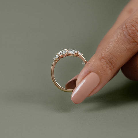 Pear Shaped Lab Diamond Cluster Set Bypass Ring
