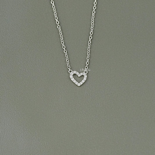 Round Lab Diamond Open Heart Shape Pendant Necklace Necklace