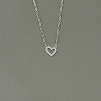 Round Lab Diamond Open Heart Shape Pendant Necklace