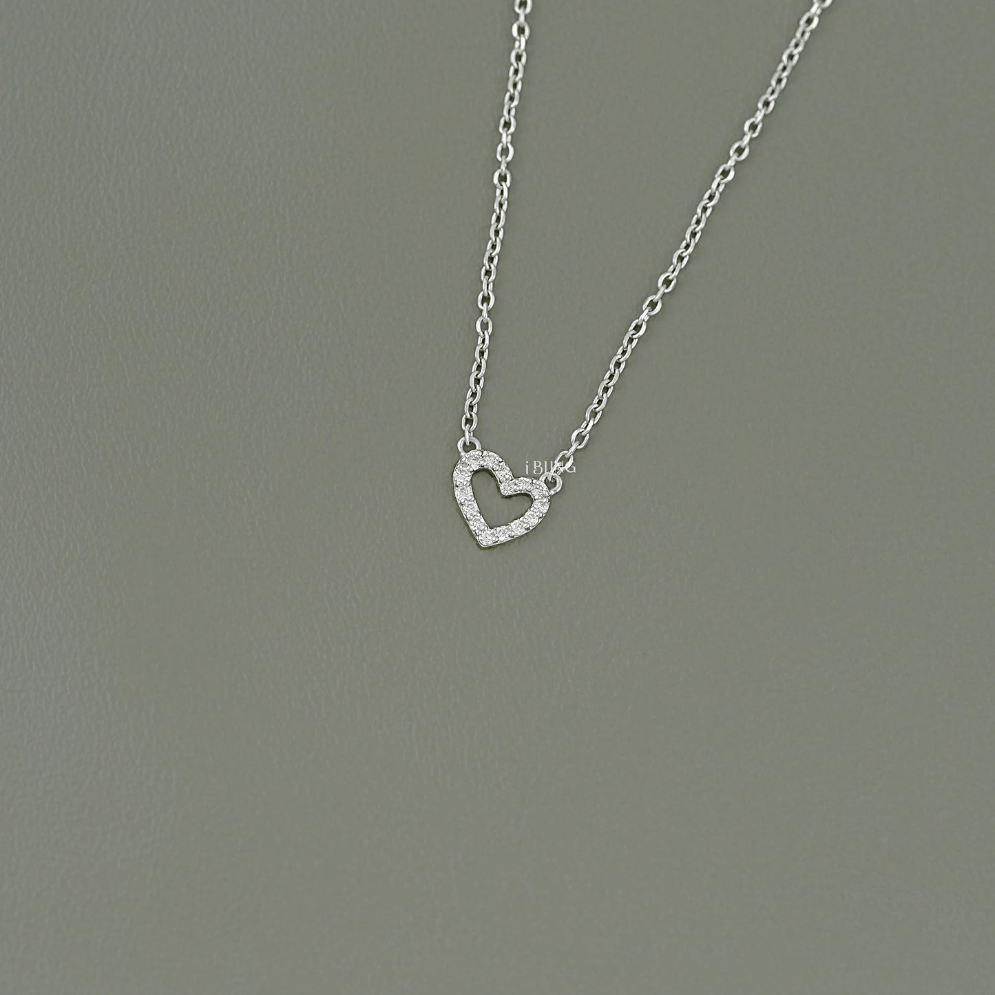 Round Lab Diamond Open Heart Shape Pendant Necklace Necklace