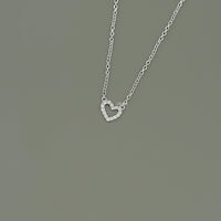 Round Lab Diamond Open Heart Shape Pendant Necklace
