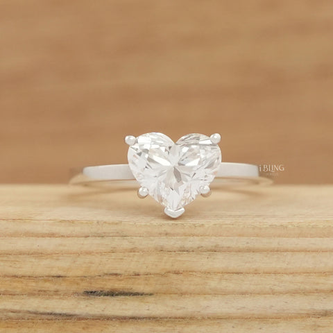 Heart Lab Diamond Solitaire Engagement Ring