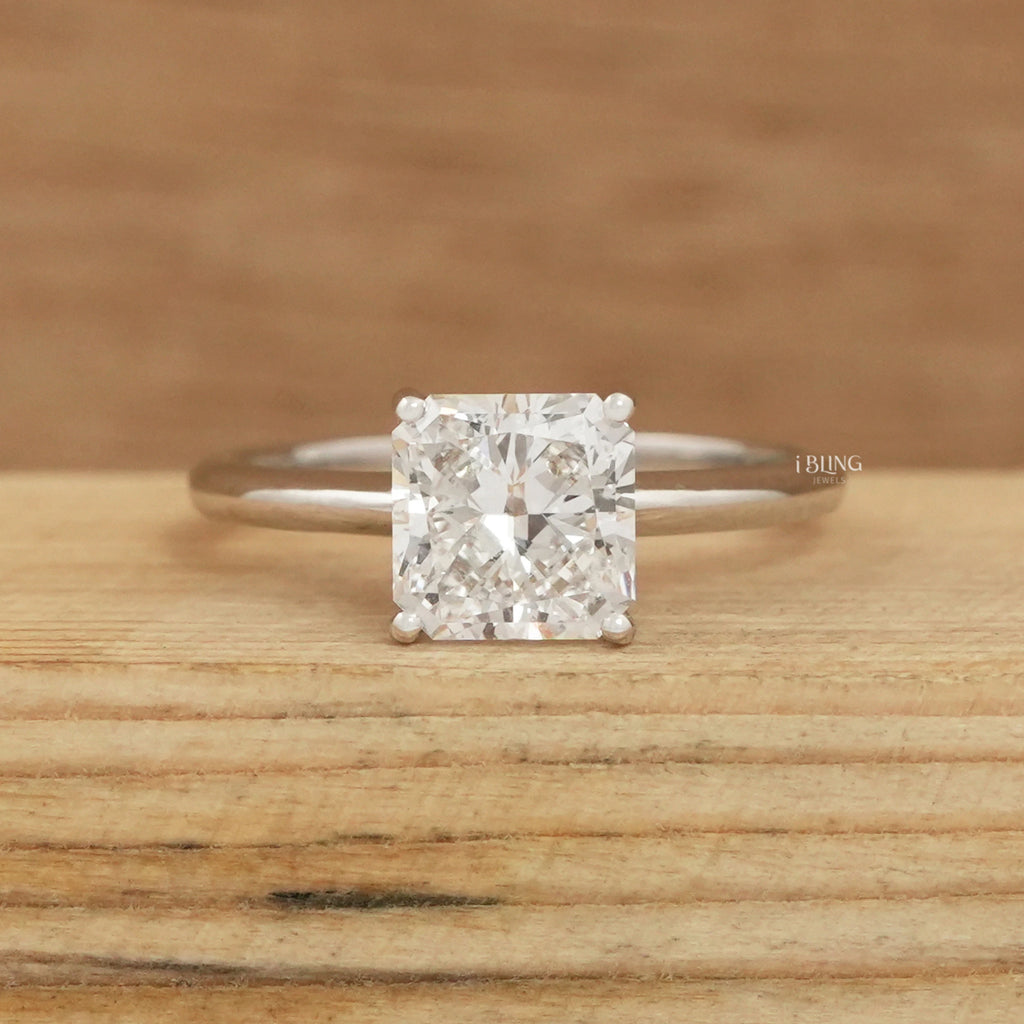 Square Radiant Lab Diamond Solitaire Engagement Ring