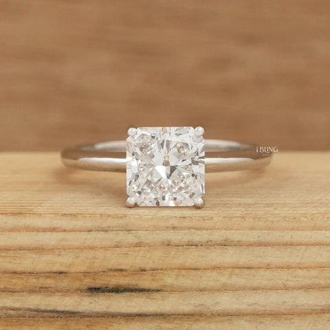 Square Radiant Lab Diamond Solitaire Engagement Ring