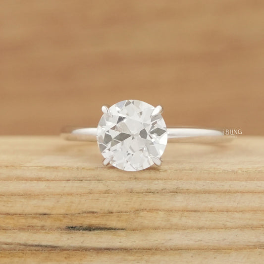 Old European Round Cut Solitaire Engagement Ring Solitaire Ring