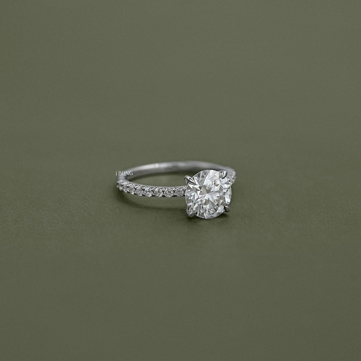 Round Cut Lab Diamond Solitaire Accent Ring Ring