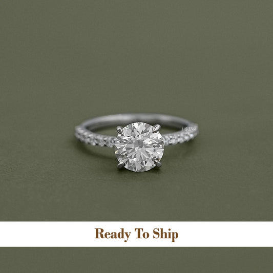 Round Cut Lab Diamond Solitaire Accent Ring Ring