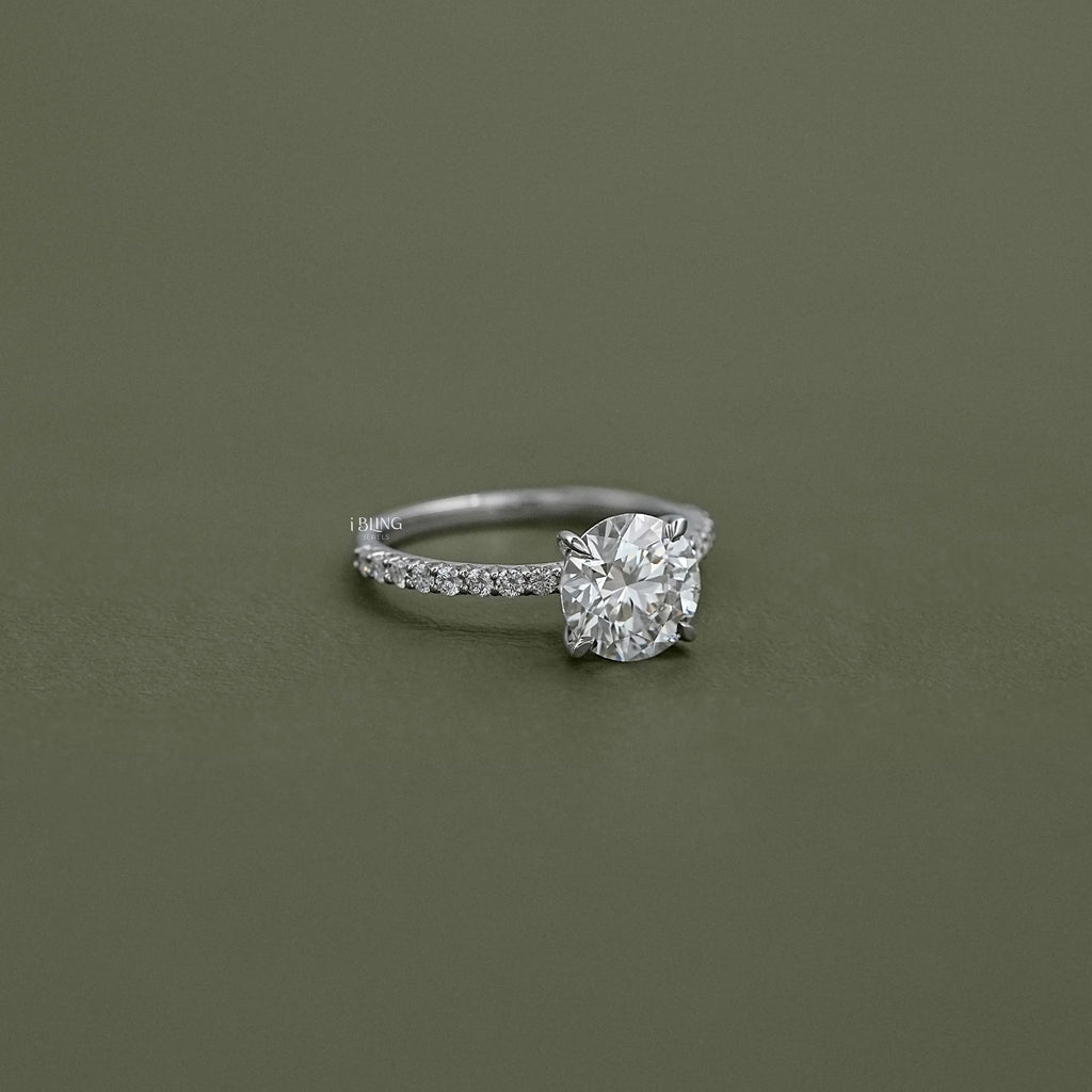 Round Cut Lab Diamond Solitaire Accent Ring