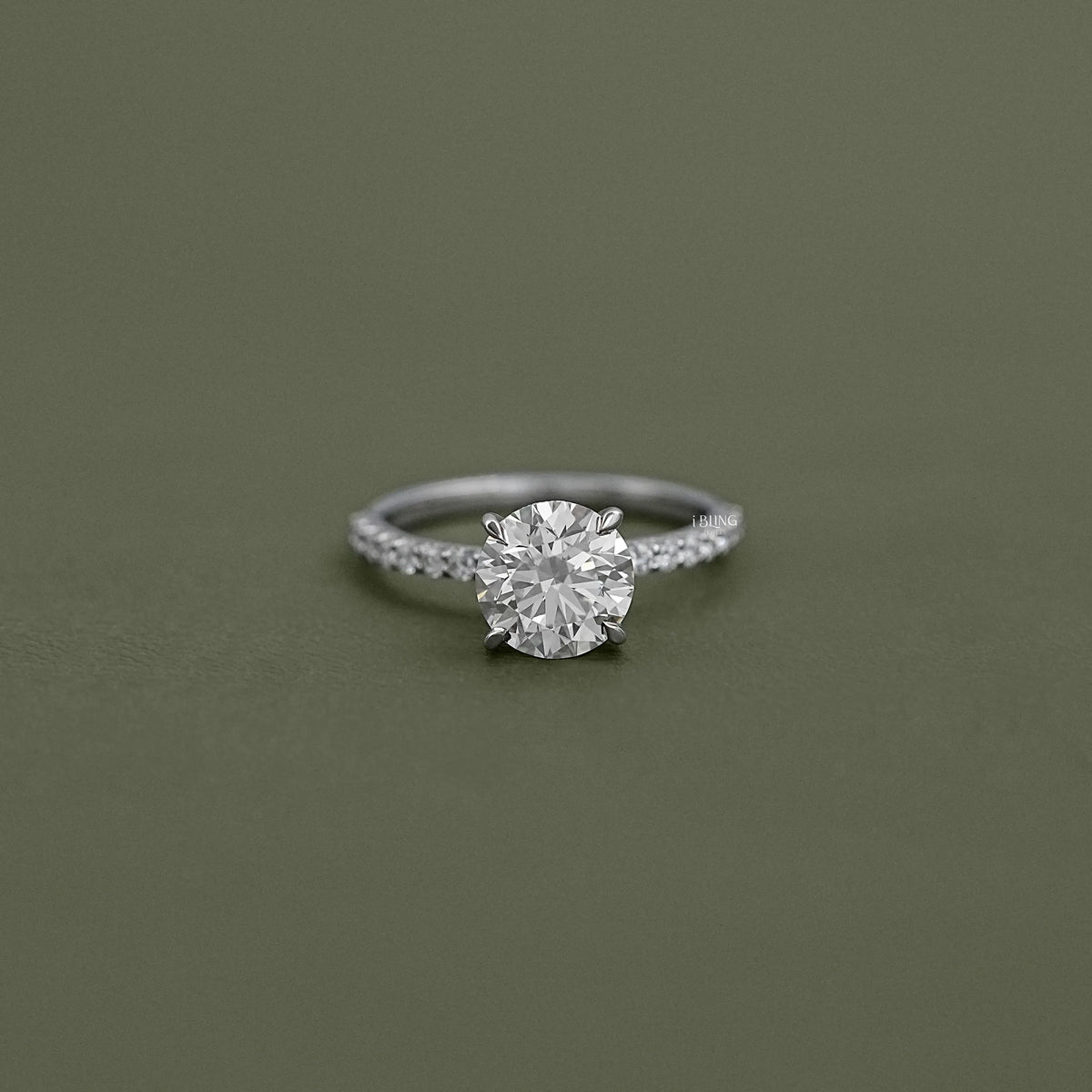 Round Cut Lab Diamond Solitaire Accent Ring Ring