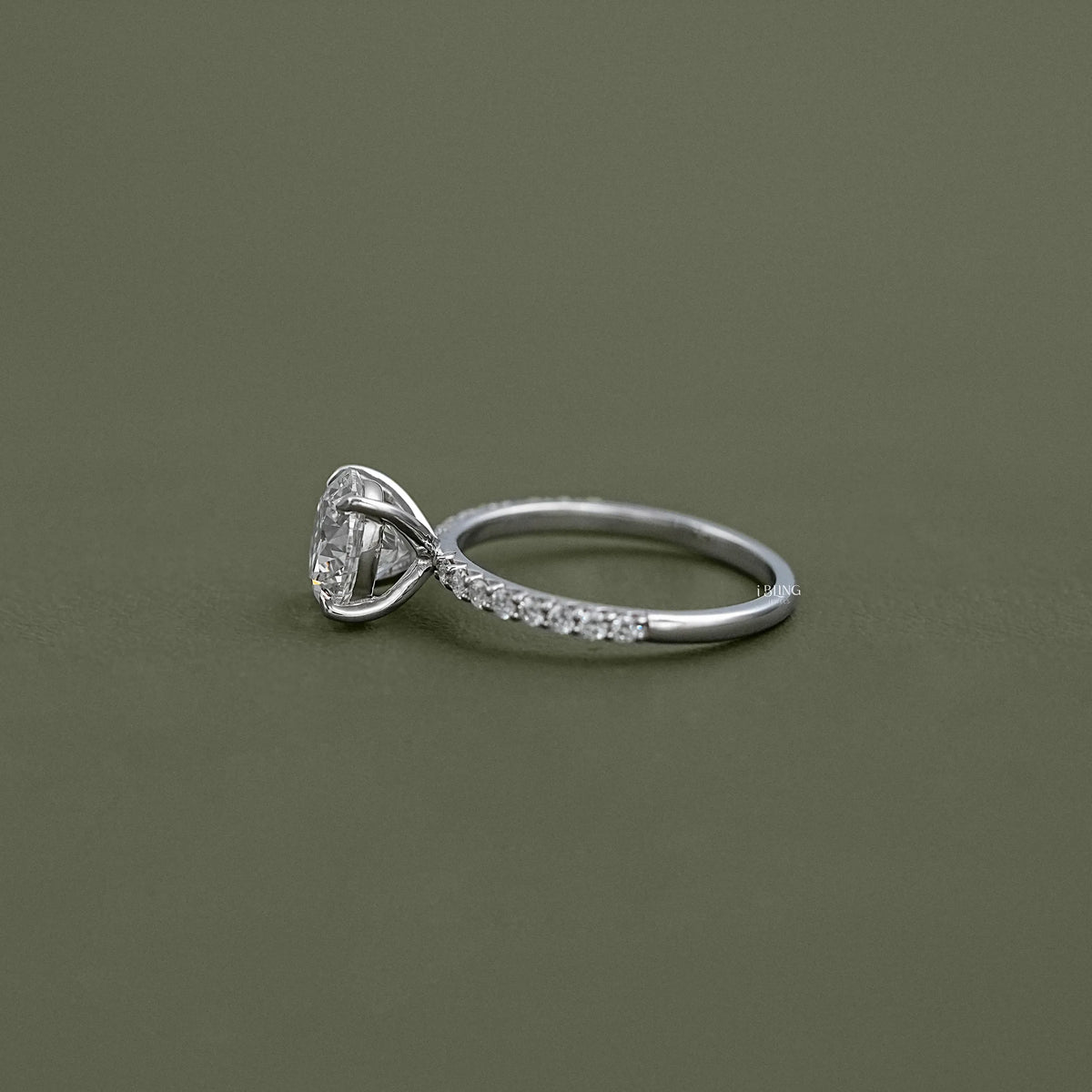 Round Cut Lab Diamond Solitaire Accent Ring Ring
