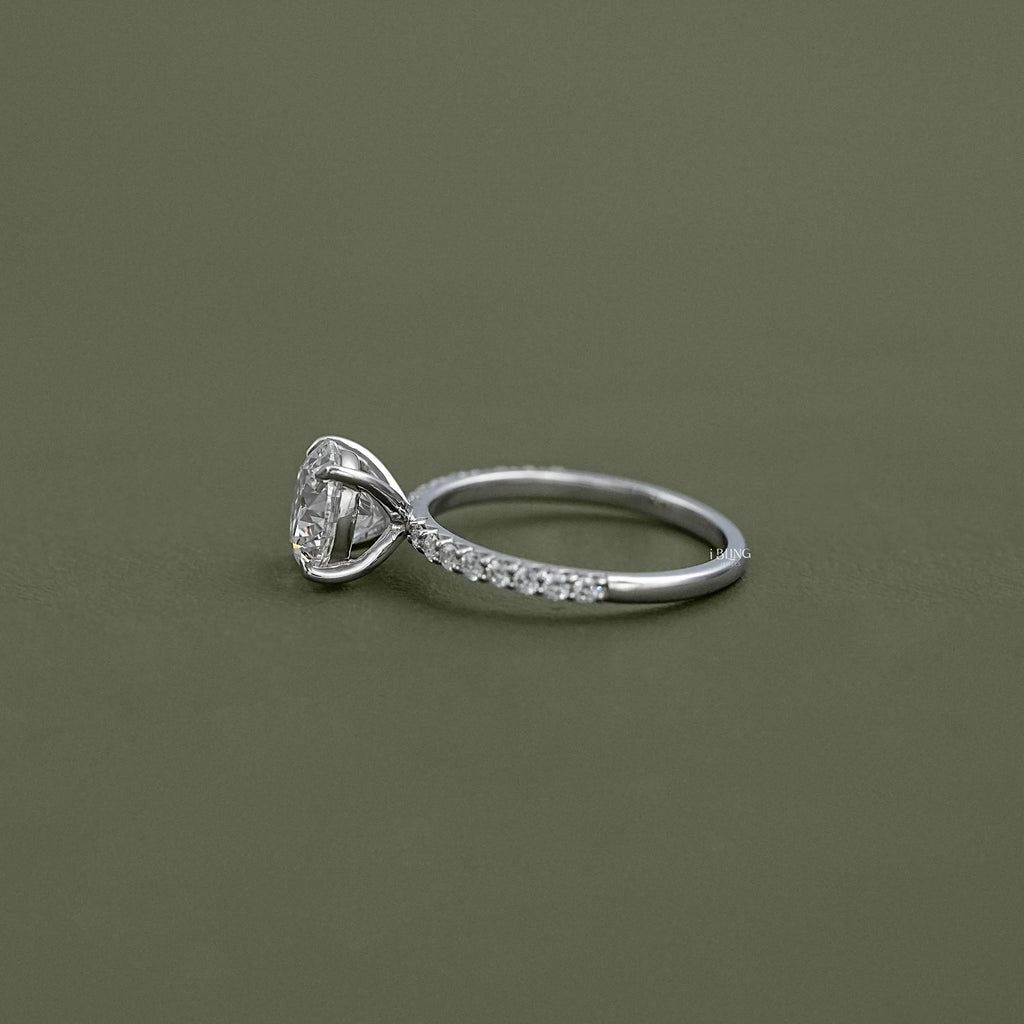 Round Cut Lab Diamond Solitaire Accent Ring
