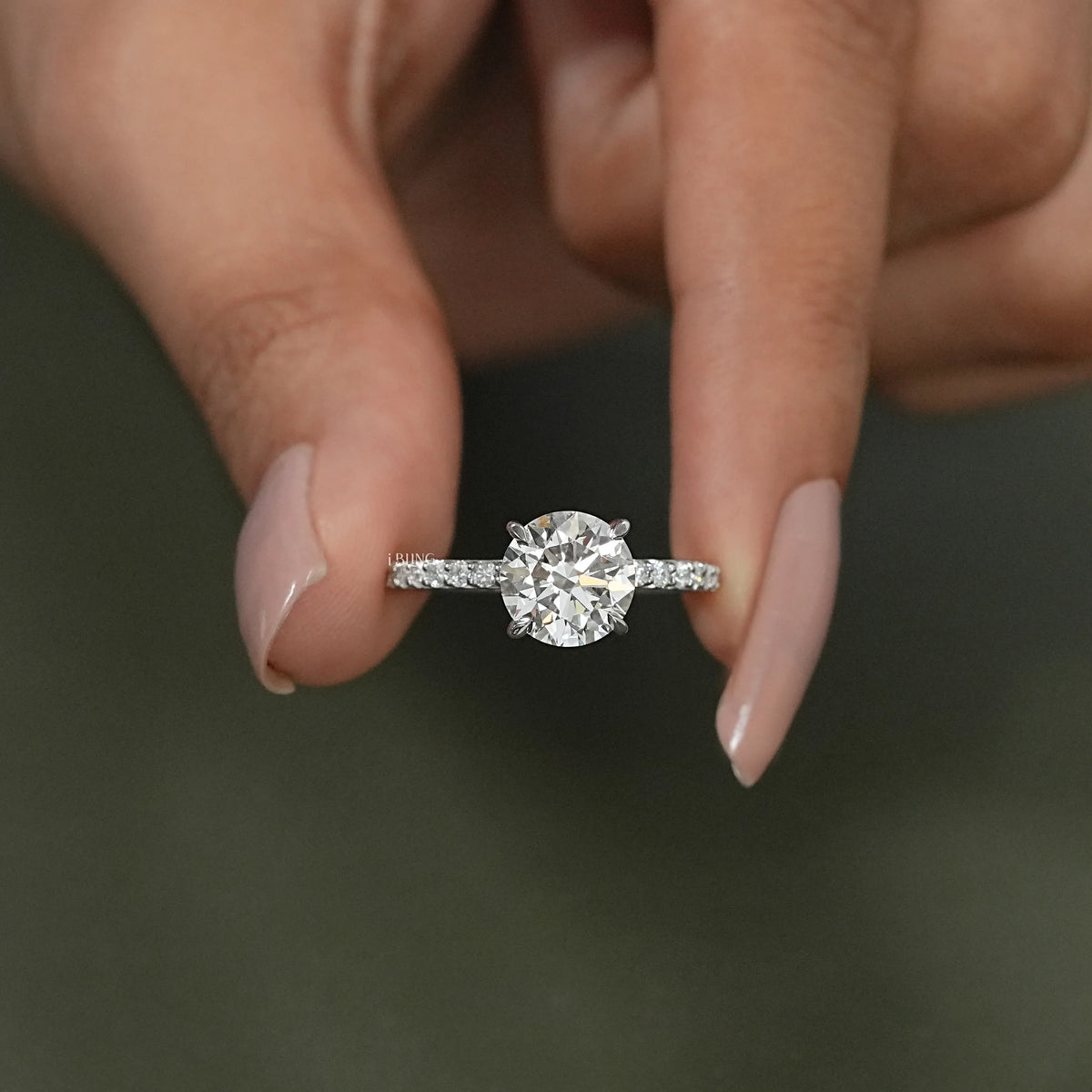 Round Cut Lab Diamond Solitaire Accent Ring Ring