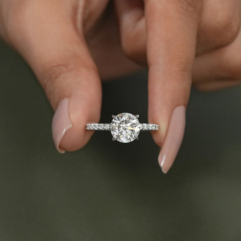 Round Cut Lab Diamond Solitaire Accent Ring
