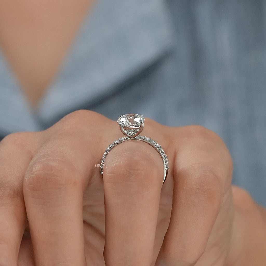 Round Cut Lab Diamond Solitaire Accent Ring