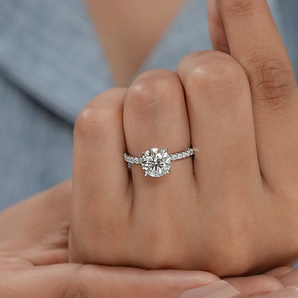 Round Cut Lab Diamond Solitaire Accent Ring