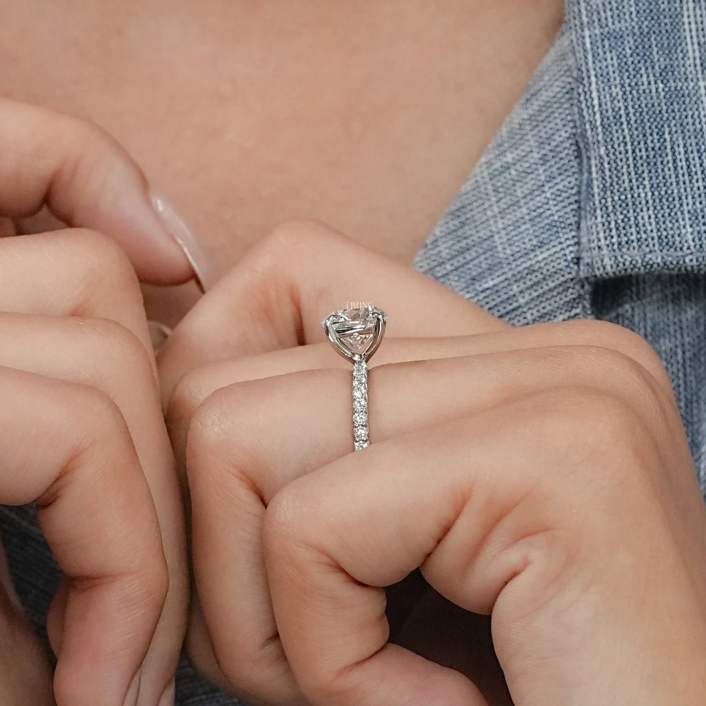 Round Cut Lab Diamond Solitaire Accent Ring