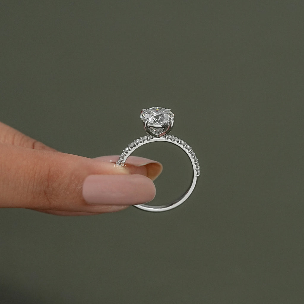 Round Cut Lab Diamond Solitaire Accent Ring