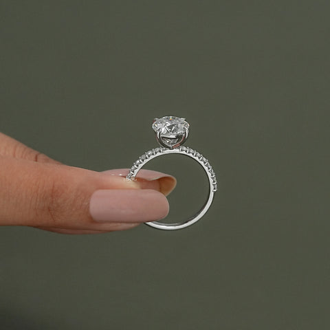 Round Cut Lab Diamond Solitaire Accent Ring