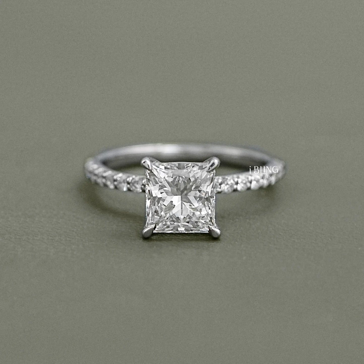 Princess Cut Solitaire With Accent Engagement Ring Solitaire Ring