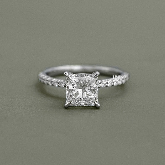 Princess Cut Solitaire With Accent Engagement Ring