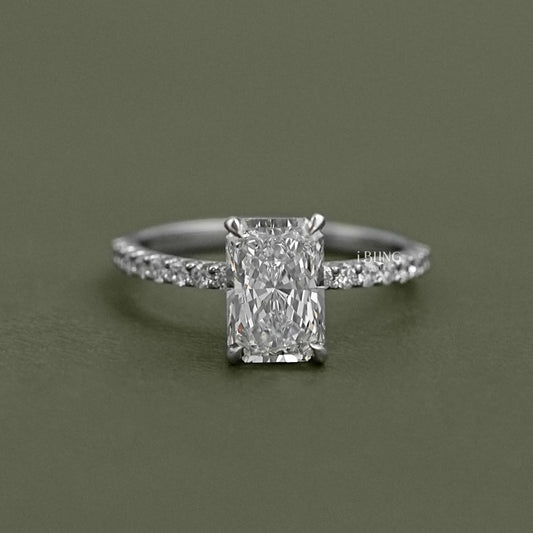 Radiant Lab Diamond Solitaire Accent Engagement Ring