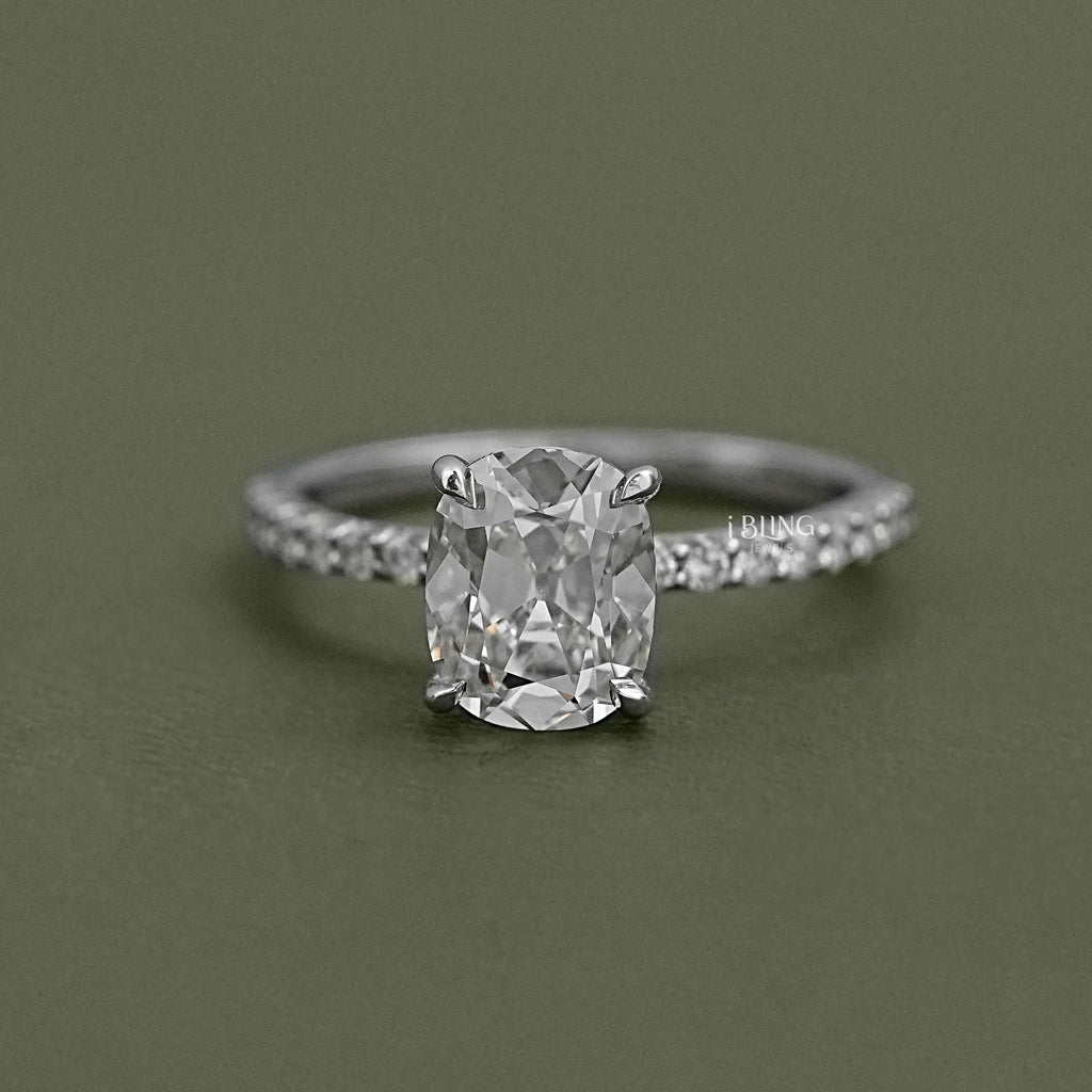 Elongated Cushion Diamond Engagement Ring