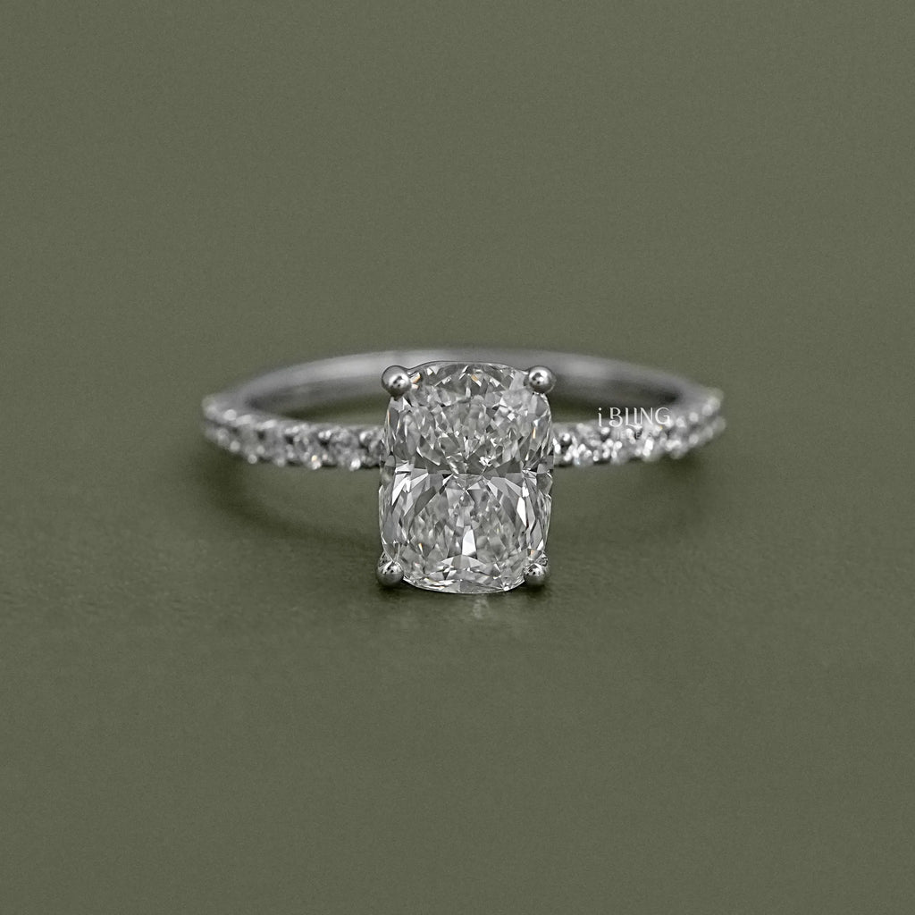 Elongated Old Mine Cushion Lab Diamond Ring