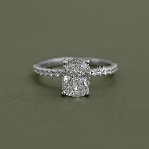 Elongated Old Mine Cushion Lab Diamond Ring