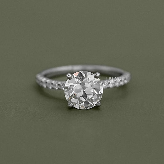 Old European Round Cut Solitaire Accent Stone Ring