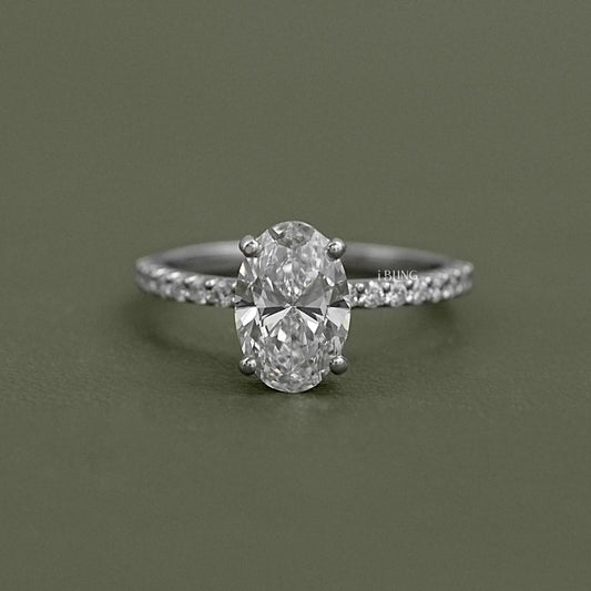 Oval Cut Lab Diamond Solitaire Accent Ring