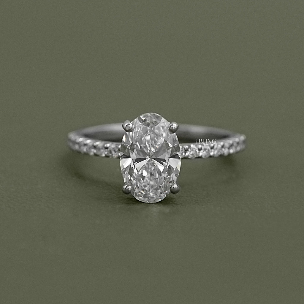 Oval Cut Lab Diamond Solitaire Accent Ring